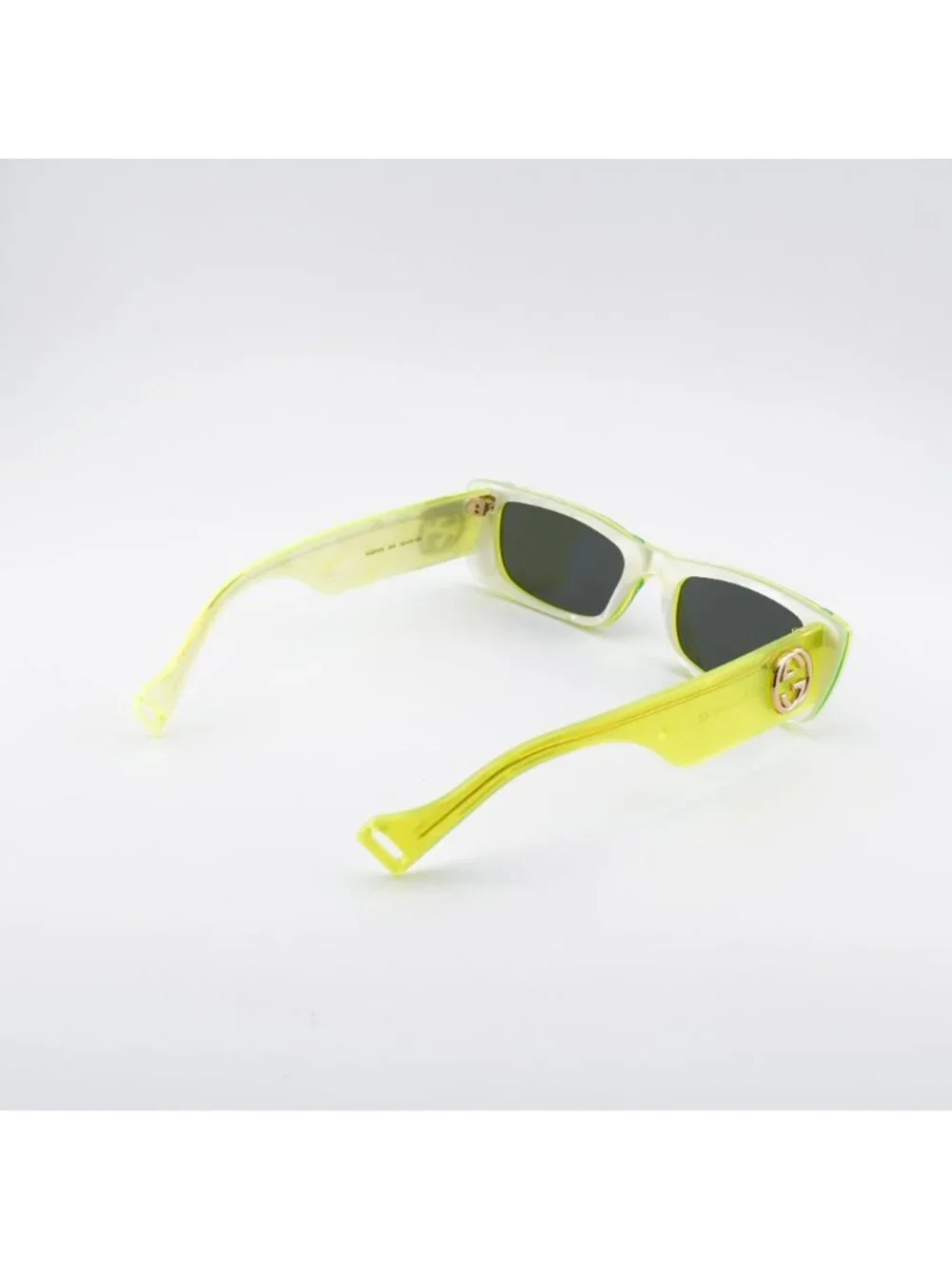 Gucci GG0516S 004 Sunglasses Yellow Rectangle Frame, Grey Lenses